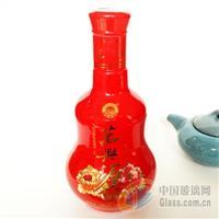 雕金工藝玻璃酒瓶500ml彩色噴涂白酒瓶